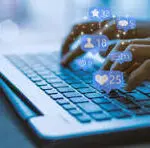 Digital marketring and technology concept with laptop key board