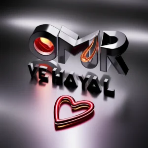 3D text logo and heart icon